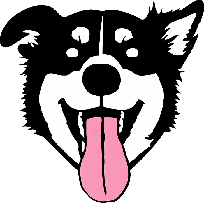 Daisy's 3D Prints logo: a happy black and white dog with its pink tongue out