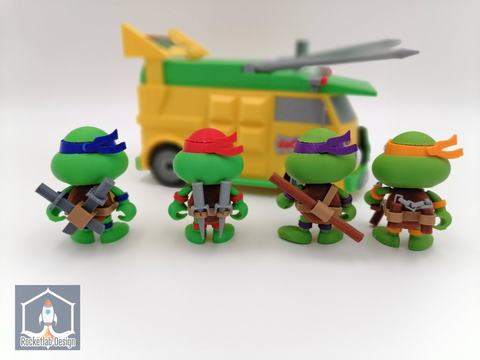 Ninja Turtles Minifigure Set, 3D printed